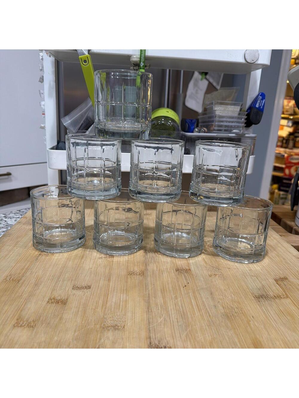 8 Anchor Hocking Tartan (Manchester) 8 oz Old Fashioned Whiskey Glasses 3-1/2" *